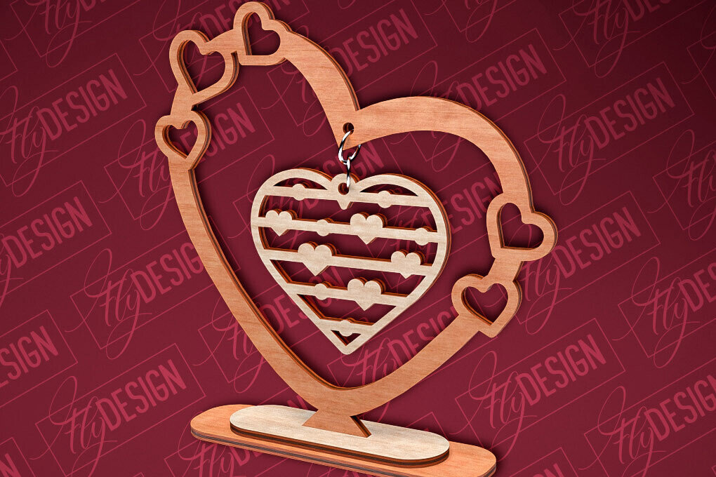 Intra απο ξύλο plywood 3mm-4mm πάχος – Κρεμαστό σταντ καρδιών του Αγίου Βαλεντίνου | CNC Δίασταση  20x20 cm INTRAFABR-83612092