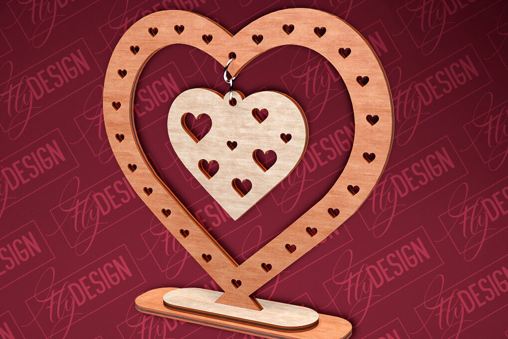 Intra απο ξύλο plywood 3mm-4mm πάχος – Κρεμαστό σταντ καρδιών του Αγίου Βαλεντίνου | CNC Δίασταση  20x20 cm INTRAFABR-83612141