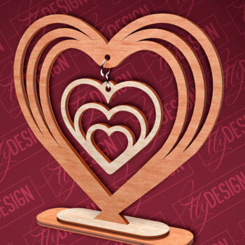 Intra απο ξύλο plywood 3mm-4mm πάχος – Κρεμαστό σταντ καρδιών του Αγίου Βαλεντίνου | CNC Δίασταση  20x20 cm INTRAFABR-83612171 - Image 1