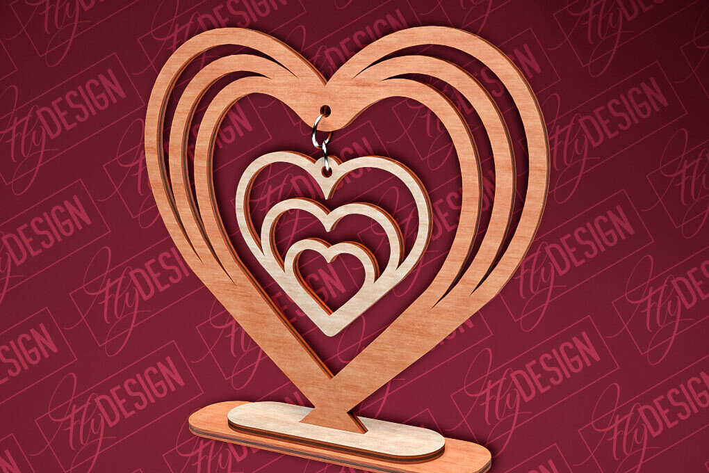 Intra απο ξύλο plywood 3mm-4mm πάχος – Κρεμαστό σταντ καρδιών του Αγίου Βαλεντίνου | CNC Δίασταση  20x20 cm INTRAFABR-83612171
