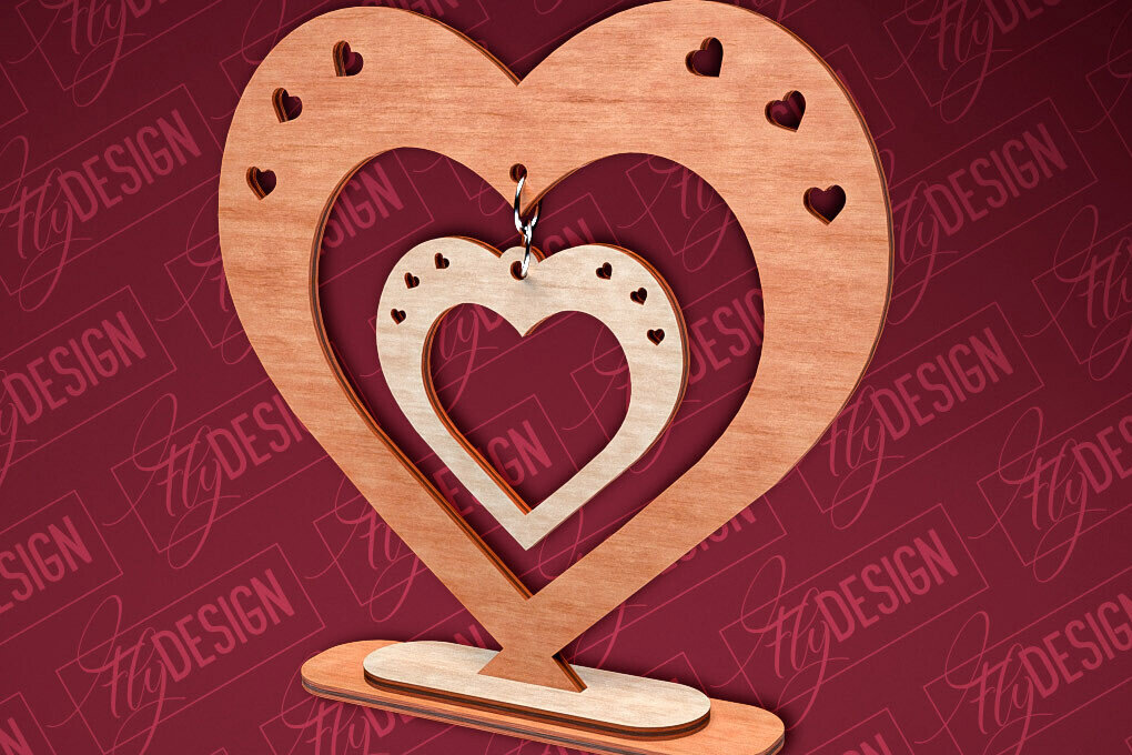 Intra απο ξύλο plywood 3mm-4mm πάχος – Κρεμαστό σταντ καρδιών του Αγίου Βαλεντίνου | CNC Δίασταση  20x20 cm INTRAFABR-83611793