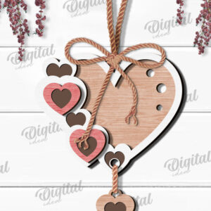 Intra απο ξύλο plywood 3mm-4mm πάχος – Κρεμαστό στολίδι Αγίου Βαλεντίνου Κόψιμο με λέιζερ Δίασταση  20x20 cm INTRAFABR-112121421