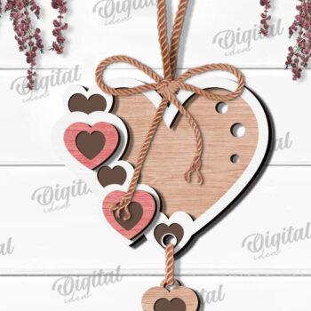 Intra απο ξύλο plywood 3mm-4mm πάχος – Κρεμαστό στολίδι Αγίου Βαλεντίνου Κόψιμο με λέιζερ Δίασταση  20x20 cm INTRAFABR-112121421 - Image 1