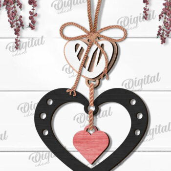 Intra απο ξύλο plywood 3mm-4mm πάχος – Κρεμαστό στολίδι Αγίου Βαλεντίνου Κόψιμο με λέιζερ Δίασταση  20x20 cm INTRAFABR-112121204 - Image 1