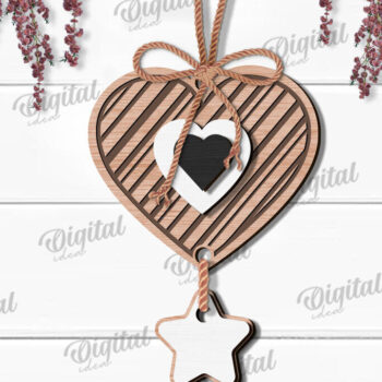 Intra απο ξύλο plywood 3mm-4mm πάχος – Κρεμαστό στολίδι Αγίου Βαλεντίνου Κόψιμο με λέιζερ Δίασταση  20x20 cm INTRAFABR-112121233 - Image 1