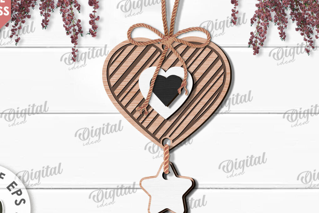 Intra απο ξύλο plywood 3mm-4mm πάχος – Κρεμαστό στολίδι Αγίου Βαλεντίνου Κόψιμο με λέιζερ Δίασταση  20x20 cm INTRAFABR-112121233