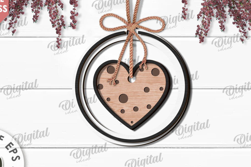 Intra απο ξύλο plywood 3mm-4mm πάχος – Κρεμαστό στολίδι Αγίου Βαλεντίνου Κόψιμο με λέιζερ Δίασταση  20x20 cm INTRAFABR-112121259