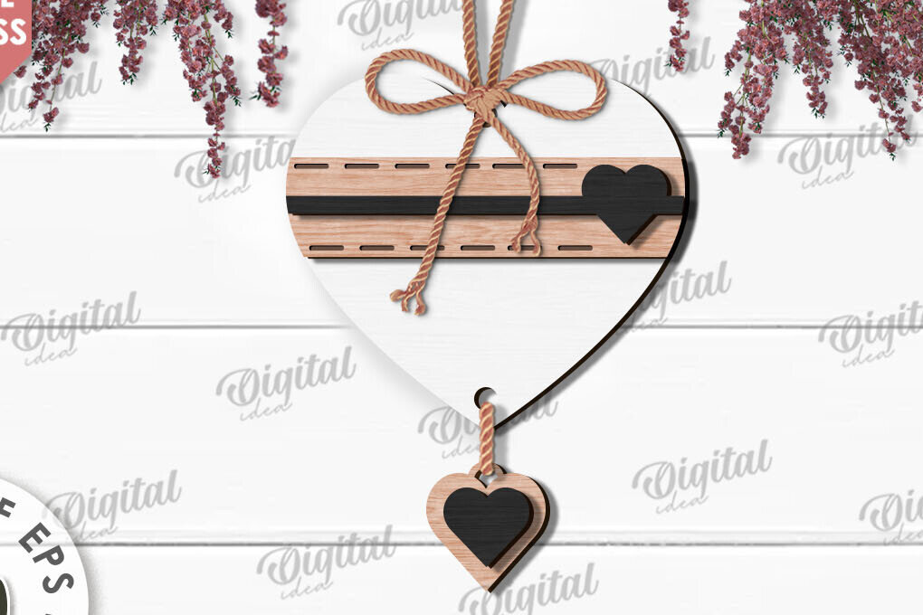 Intra απο ξύλο plywood 3mm-4mm πάχος – Κρεμαστό στολίδι Αγίου Βαλεντίνου Κόψιμο με λέιζερ Δίασταση  20x20 cm INTRAFABR-112121286