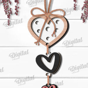 Intra απο ξύλο plywood 3mm-4mm πάχος – Κρεμαστό στολίδι Αγίου Βαλεντίνου Κόψιμο με λέιζερ Δίασταση  20x20 cm INTRAFABR-112121312