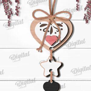 Intra απο ξύλο plywood 3mm-4mm πάχος – Κρεμαστό στολίδι Αγίου Βαλεντίνου Κόψιμο με λέιζερ Δίασταση  20x20 cm INTRAFABR-112121362