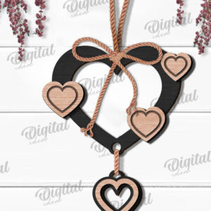 Intra απο ξύλο plywood 3mm-4mm πάχος – Κρεμαστό στολίδι Αγίου Βαλεντίνου Κόψιμο με λέιζερ Δίασταση  20x20 cm INTRAFABR-112121390