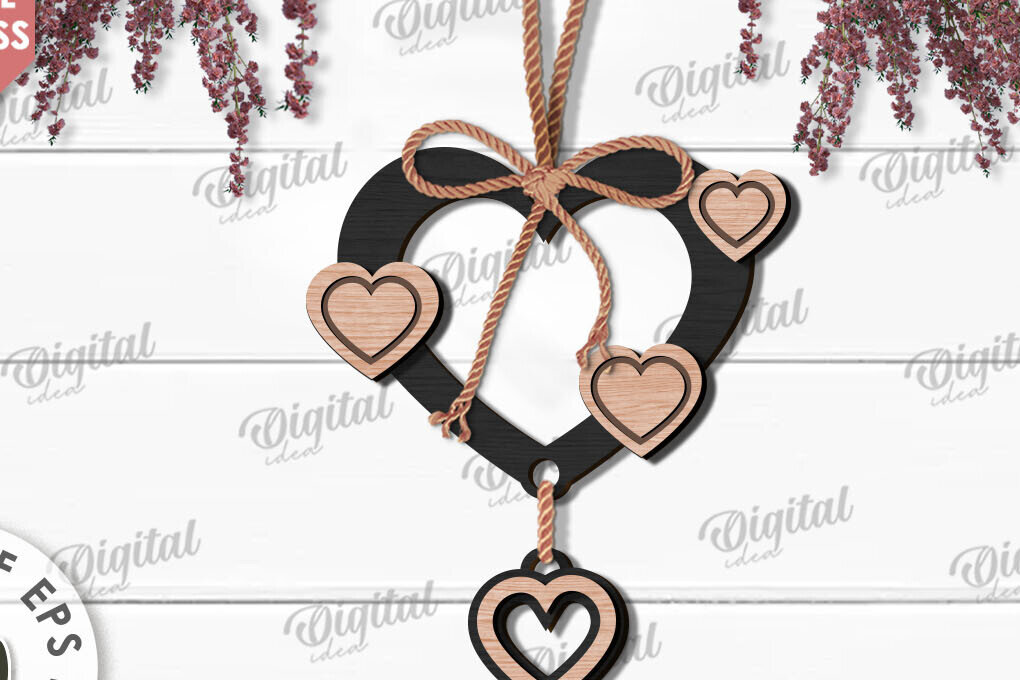 Intra απο ξύλο plywood 3mm-4mm πάχος – Κρεμαστό στολίδι Αγίου Βαλεντίνου Κόψιμο με λέιζερ Δίασταση  20x20 cm INTRAFABR-112121390