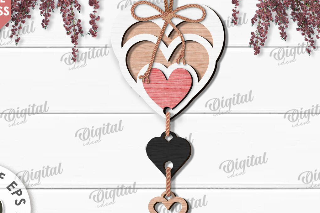 Intra απο ξύλο plywood 3mm-4mm πάχος – Κρεμαστό στολίδι Αγίου Βαλεντίνου Κόψιμο με λέιζερ Δίασταση  20x20 cm INTRAFABR-112121175