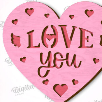 Intra απο ξύλο plywood 3mm-4mm πάχος –  κοπής με λέιζερ κάρτα καρδιάς του Αγίου Βαλεντίνου Δίασταση  20x20 cm INTRAFABR-111596973 - Image 1