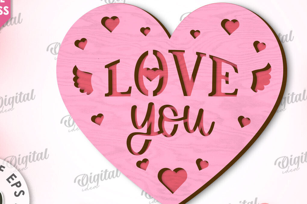 Intra απο ξύλο plywood 3mm-4mm πάχος –  κοπής με λέιζερ κάρτα καρδιάς του Αγίου Βαλεντίνου Δίασταση  20x20 cm INTRAFABR-111596973