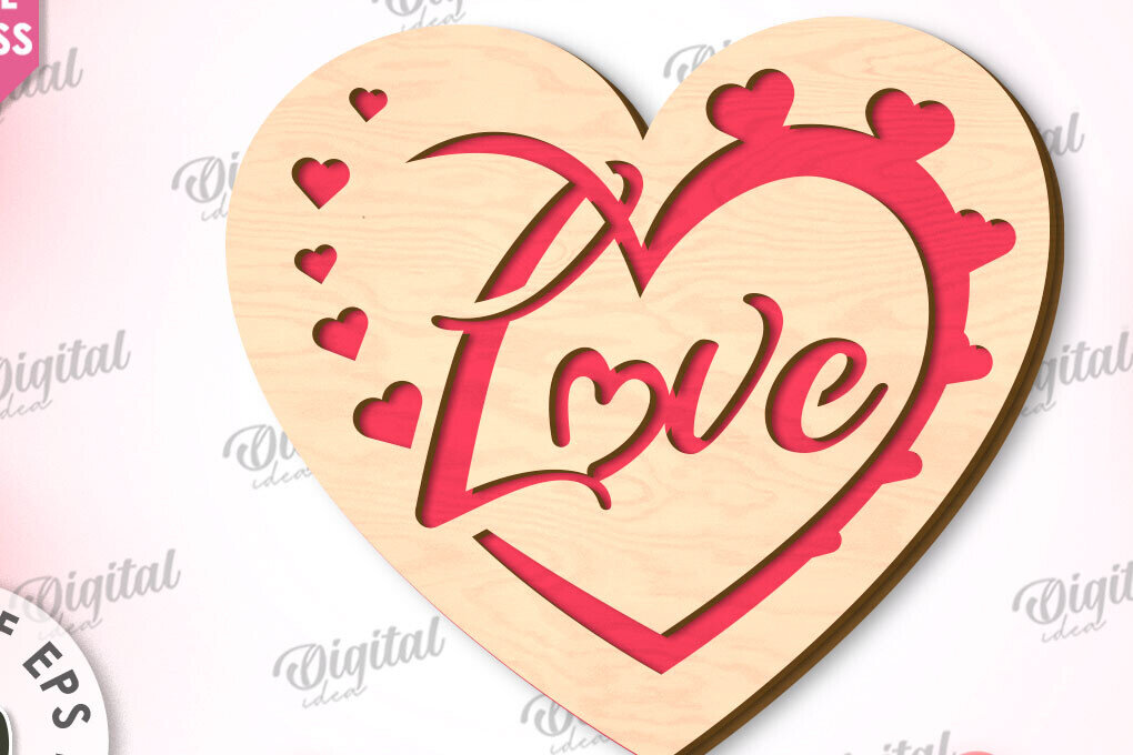 Intra απο ξύλο plywood 3mm-4mm πάχος –  κοπής με λέιζερ κάρτα καρδιάς του Αγίου Βαλεντίνου Δίασταση  20x20 cm INTRAFABR-111596954