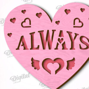 Intra απο ξύλο plywood 3mm-4mm πάχος –  κοπής με λέιζερ κάρτα καρδιάς του Αγίου Βαλεντίνου Δίασταση  20x20 cm INTRAFABR-111596698