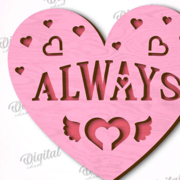 Intra απο ξύλο plywood 3mm-4mm πάχος –  κοπής με λέιζερ κάρτα καρδιάς του Αγίου Βαλεντίνου Δίασταση  20x20 cm INTRAFABR-111596698 - Image 1