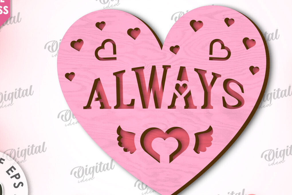 Intra απο ξύλο plywood 3mm-4mm πάχος –  κοπής με λέιζερ κάρτα καρδιάς του Αγίου Βαλεντίνου Δίασταση  20x20 cm INTRAFABR-111596698