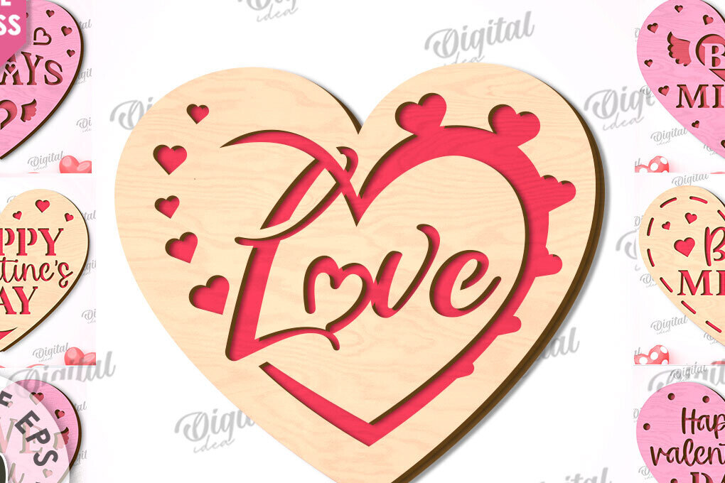 Intra απο ξύλο plywood 3mm-4mm πάχος – Πακέτο κοπής λέιζερ για κάρτες καρδιών του Αγίου Βαλεντίνου Δίασταση  20x20 cm INTRAFABR-111597806