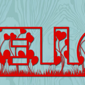 Intra απο ξύλο plywood 3mm-4mm πάχος – Valentine's Hello LaserCut Δίασταση  20x20 cm INTRAFABR-22019469