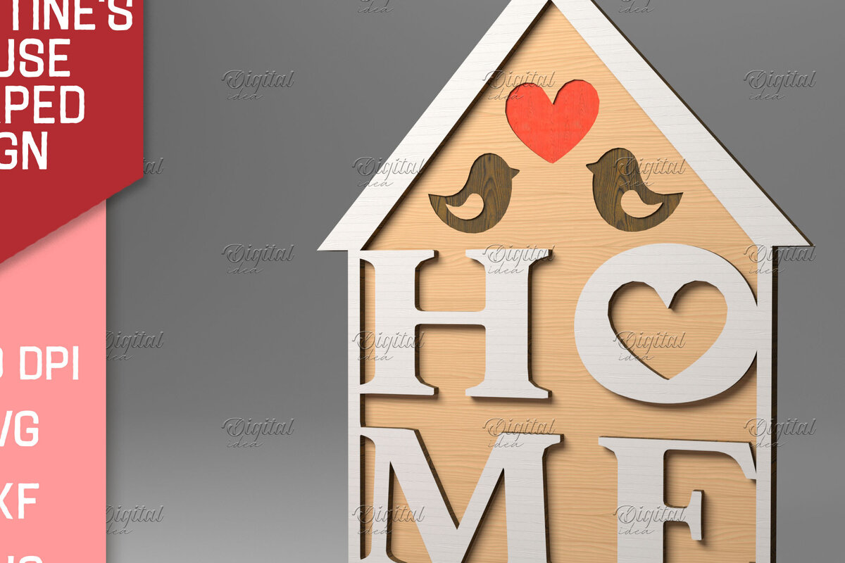 Intra απο ξύλο plywood 3mm-4mm πάχος – Σημάδι σε σχήμα σπιτιού του Αγίου Βαλεντίνου. Δίασταση  20x20 cm INTRAFABR-83373773