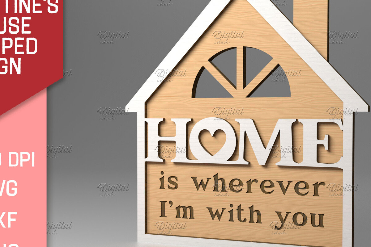 Intra απο ξύλο plywood 3mm-4mm πάχος – Σημάδι σε σχήμα σπιτιού του Αγίου Βαλεντίνου. Δίασταση  20x20 cm INTRAFABR-83494715