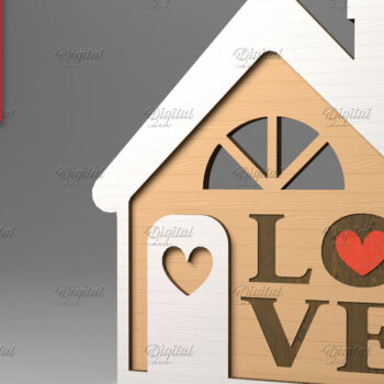 Intra απο ξύλο plywood 3mm-4mm πάχος – Σημάδι σε σχήμα σπιτιού του Αγίου Βαλεντίνου. Δίασταση  20x20 cm INTRAFABR-83494792 - Image 1