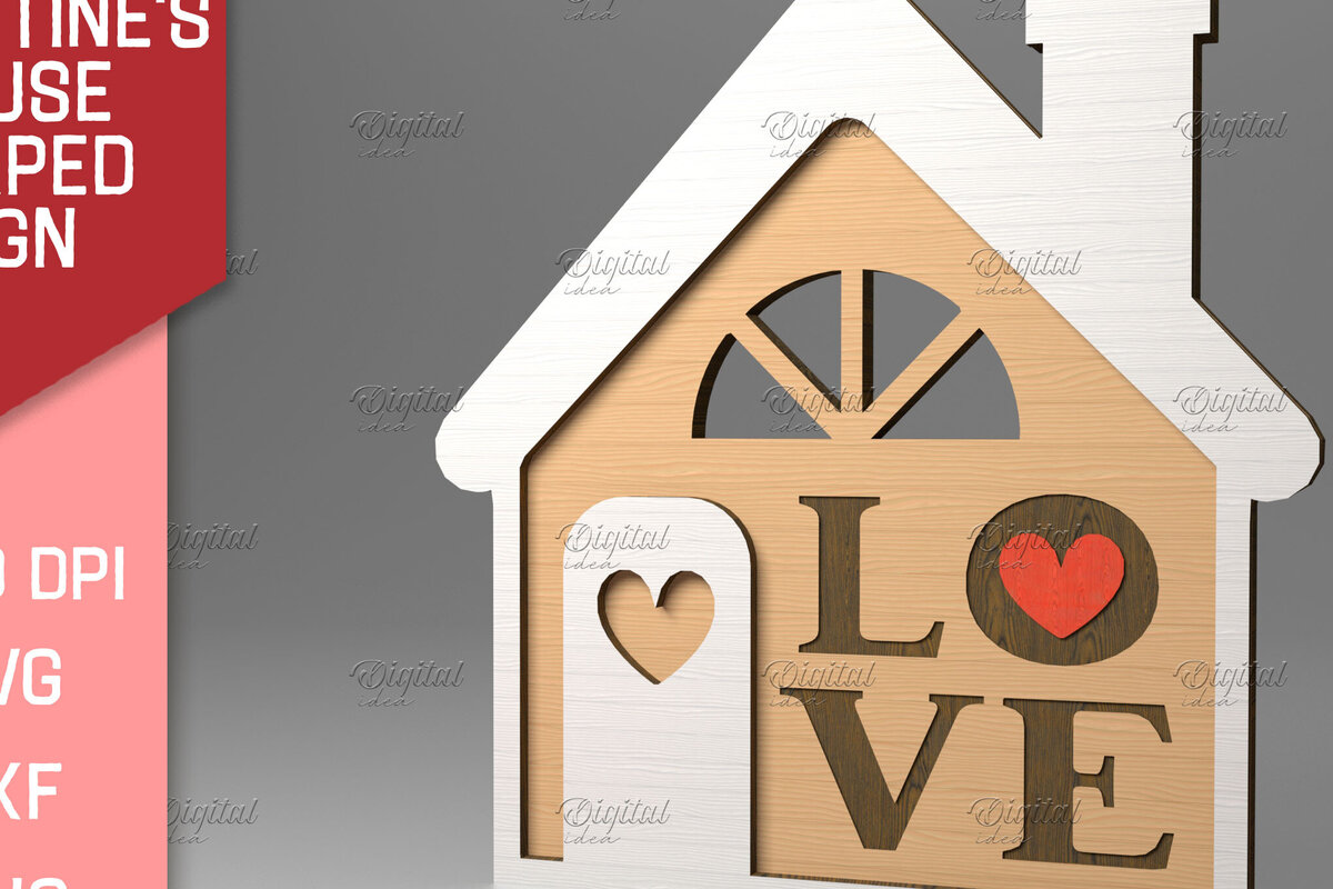 Intra απο ξύλο plywood 3mm-4mm πάχος – Σημάδι σε σχήμα σπιτιού του Αγίου Βαλεντίνου. Δίασταση  20x20 cm INTRAFABR-83494792