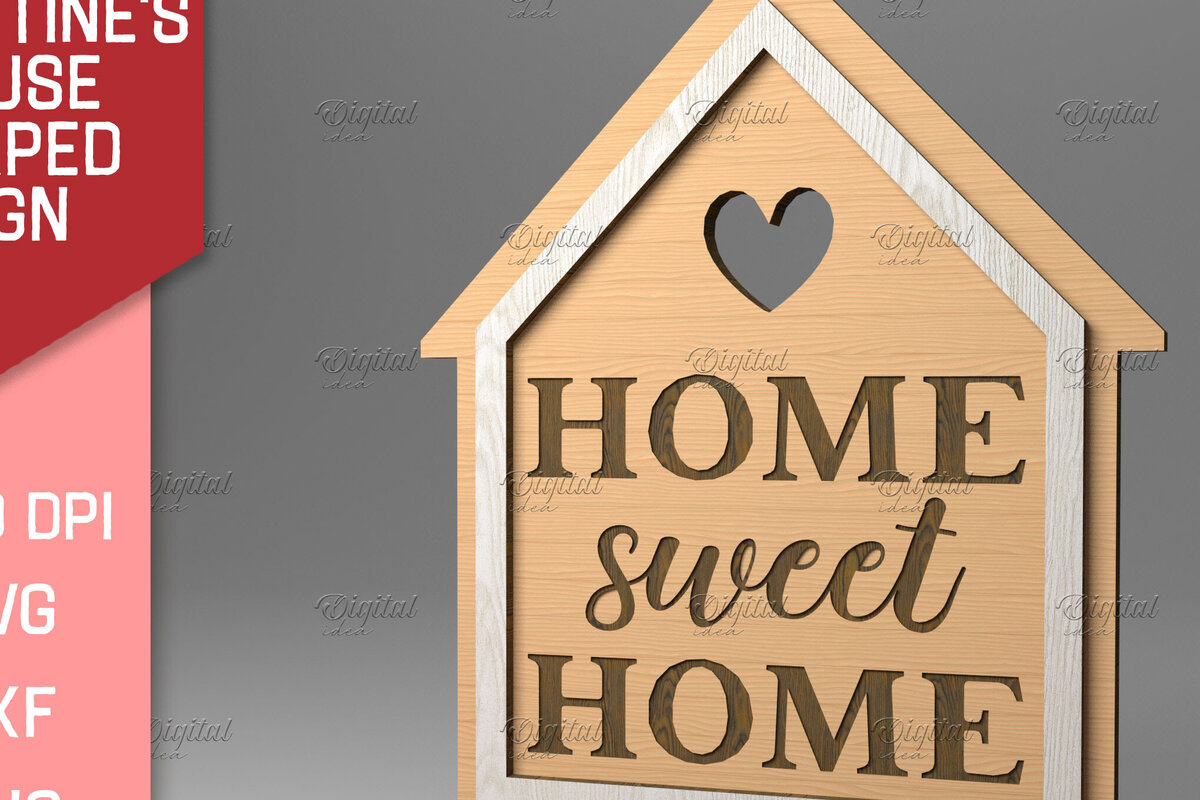 Intra απο ξύλο plywood 3mm-4mm πάχος – Σημάδι σε σχήμα σπιτιού του Αγίου Βαλεντίνου. Δίασταση  20x20 cm INTRAFABR-83494894