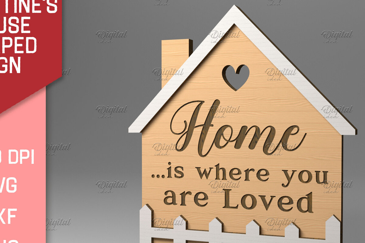 Intra απο ξύλο plywood 3mm-4mm πάχος – Σημάδι σε σχήμα σπιτιού του Αγίου Βαλεντίνου. Δίασταση  20x20 cm INTRAFABR-83373664