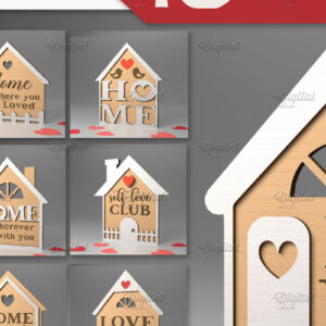 Intra απο ξύλο plywood 3mm-4mm πάχος – Πακέτο πινακίδων σε σχήμα σπιτιού του Αγίου Βαλεντίνου Δίασταση 20x20 cm INTRAFABR-83498514