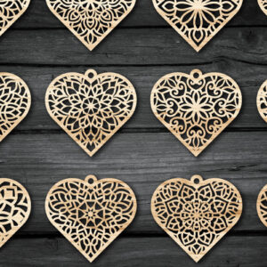 Intra απο ξύλο plywood 3mm-4mm πάχος – Σκουλαρίκια Valentine’s-12 Δίασταση  5x5 cm INTRAFABR-59307048