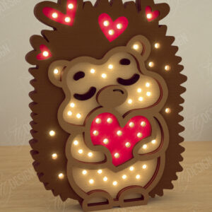 Intra απο ξύλο plywood 3mm-4mm πάχος – Λάμπα Led με στρώσεις Αγίου Βαλεντίνου | Σκατζόχοιρος Δίασταση  20x20 cm INTRAFABR-110271689