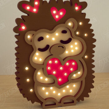 Intra απο ξύλο plywood 3mm-4mm πάχος – Λάμπα Led με στρώσεις Αγίου Βαλεντίνου | Σκατζόχοιρος Δίασταση  20x20 cm INTRAFABR-110271689 - Image 1