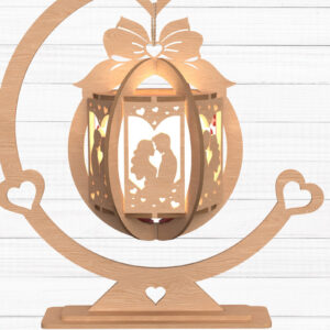 Intra απο ξύλο plywood 3mm-4mm πάχος – Φανάρι αγάπης του Αγίου Βαλεντίνου με βάση Δίασταση  20x20 cm INTRAFABR-112747670