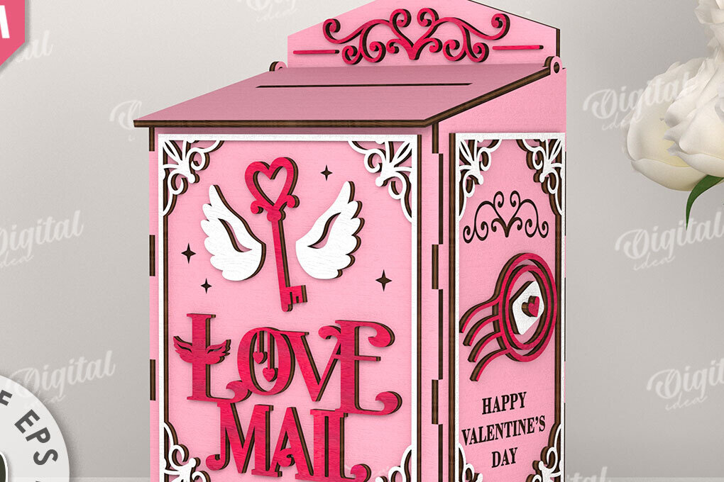 Intra απο ξύλο plywood 3mm-4mm πάχος – Κοπή λέιζερ γραμματοκιβωτίου του Αγίου Βαλεντίνου. Αγαπήστε το Δίασταση  20x20 cm INTRAFABR-112690307