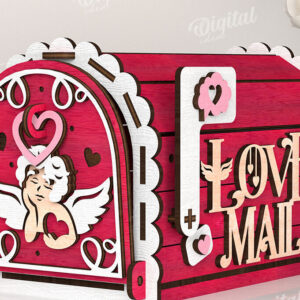 Intra απο ξύλο plywood 3mm-4mm πάχος – Κοπή λέιζερ γραμματοκιβωτίου του Αγίου Βαλεντίνου. Αγαπήστε το Δίασταση  20x20 cm INTRAFABR-112690338