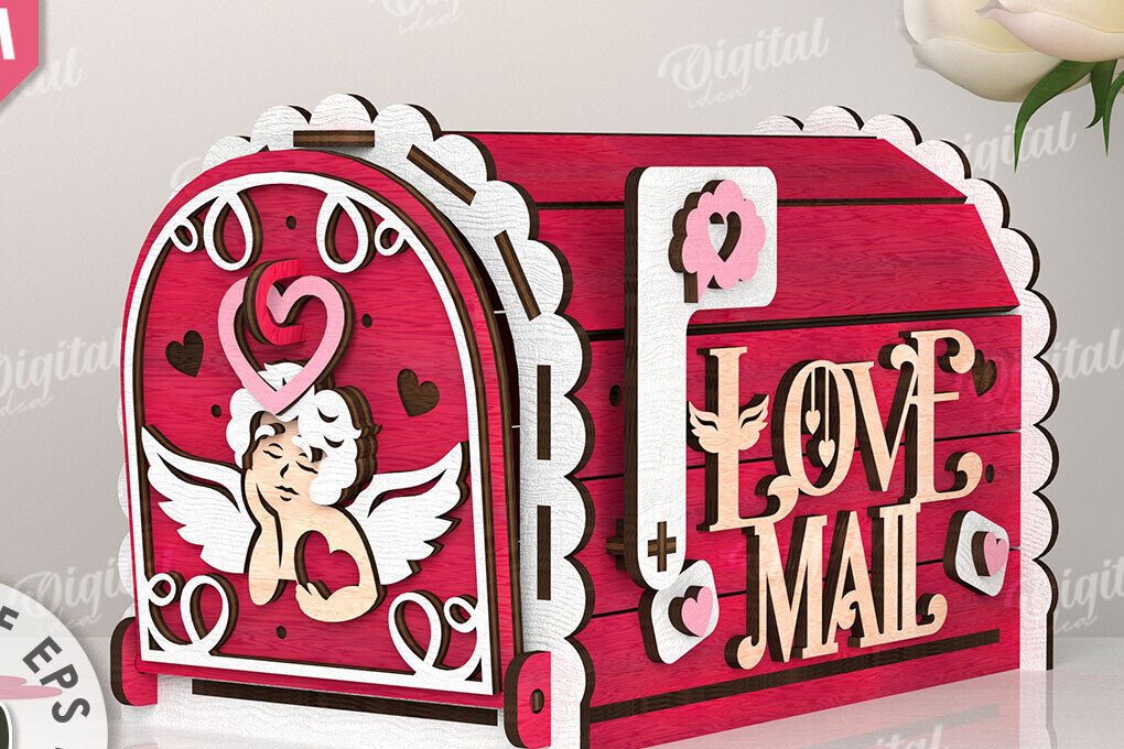 Intra απο ξύλο plywood 3mm-4mm πάχος – Κοπή λέιζερ γραμματοκιβωτίου του Αγίου Βαλεντίνου. Αγαπήστε το Δίασταση  20x20 cm INTRAFABR-112690338