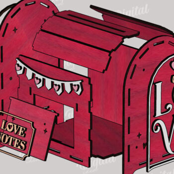 Intra απο ξύλο plywood 3mm-4mm πάχος – Κοπή λέιζερ γραμματοκιβωτίου του Αγίου Βαλεντίνου. Αγαπήστε το Δίασταση  20x20 cm INTRAFABR-112690386 - Image 2