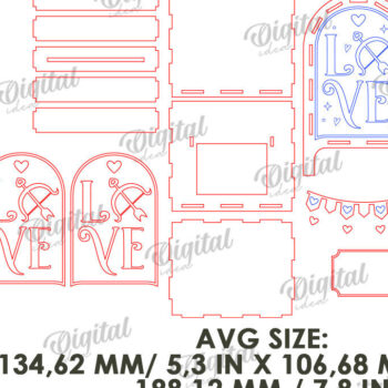 Intra απο ξύλο plywood 3mm-4mm πάχος – Κοπή λέιζερ γραμματοκιβωτίου του Αγίου Βαλεντίνου. Αγαπήστε το Δίασταση  20x20 cm INTRAFABR-112690386 - Image 3