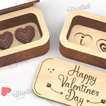 Intra απο ξύλο plywood 3mm-4mm πάχος – Valentine's Mini Chocolate Box Cut Laser Δίασταση  20x20 cm INTRAFABR-112022097 - Image 1