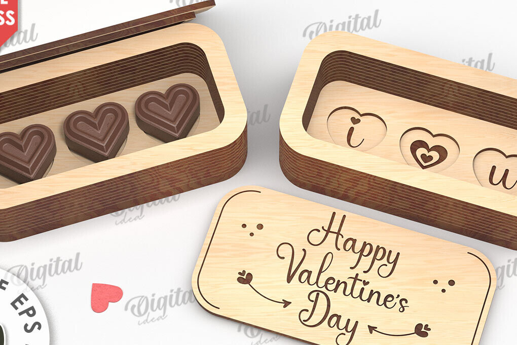 Intra απο ξύλο plywood 3mm-4mm πάχος – Valentine's Mini Chocolate Box Cut Laser Δίασταση  20x20 cm INTRAFABR-112022097
