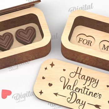 Intra απο ξύλο plywood 3mm-4mm πάχος – Valentine's Mini Chocolate Box Cut Laser Δίασταση  20x20 cm INTRAFABR-112021812 - Image 1