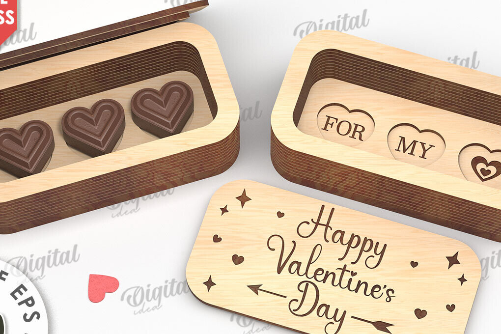 Intra απο ξύλο plywood 3mm-4mm πάχος – Valentine's Mini Chocolate Box Cut Laser Δίασταση  20x20 cm INTRAFABR-112021812