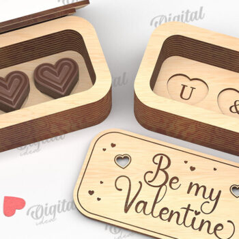 Intra απο ξύλο plywood 3mm-4mm πάχος – Valentine's Mini Chocolate Box Cut Laser Δίασταση  20x20 cm INTRAFABR-112021844 - Image 1