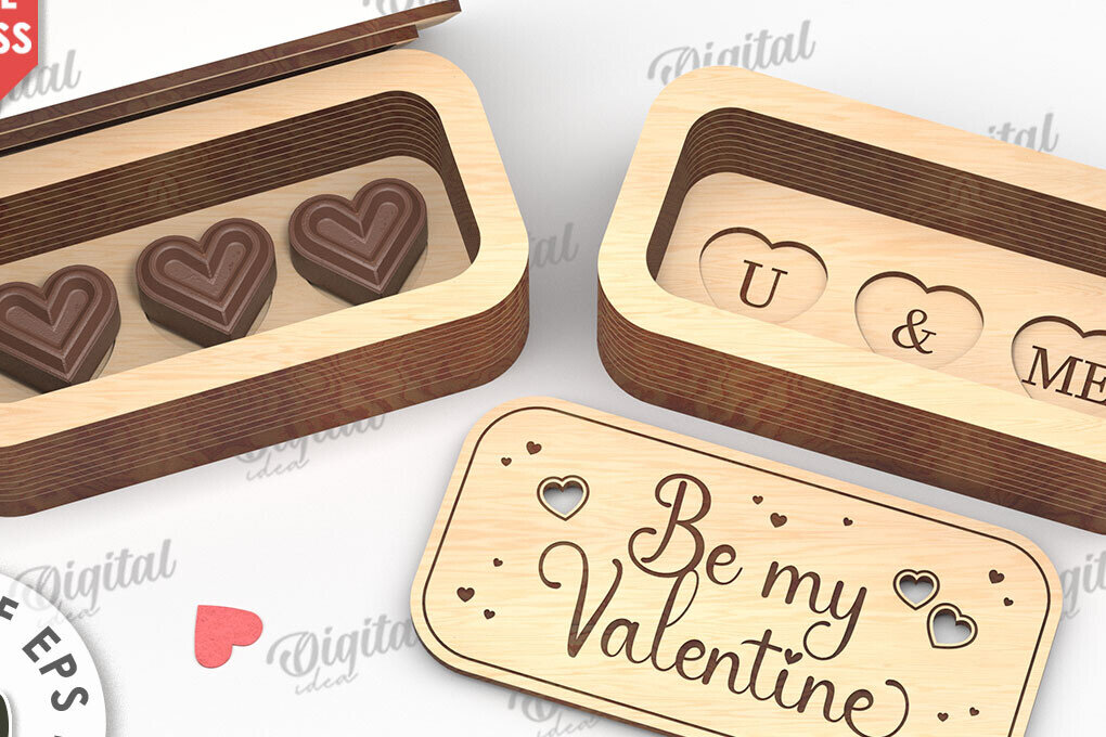 Intra απο ξύλο plywood 3mm-4mm πάχος – Valentine's Mini Chocolate Box Cut Laser Δίασταση  20x20 cm INTRAFABR-112021844