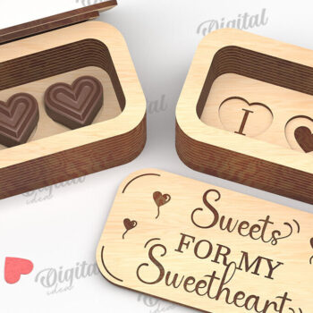 Intra απο ξύλο plywood 3mm-4mm πάχος – Valentine's Mini Chocolate Box Cut Laser Δίασταση  20x20 cm INTRAFABR-112021664 - Image 1