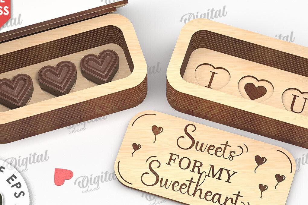 Intra απο ξύλο plywood 3mm-4mm πάχος – Valentine's Mini Chocolate Box Cut Laser Δίασταση  20x20 cm INTRAFABR-112021664