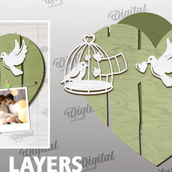 Intra απο ξύλο plywood 3mm-4mm πάχος – Αποκοπή με λέιζερ πίνακας προβολής φωτογραφιών Valentines Δίασταση  45x45 cm INTRAFABR-113927371 - Image 2